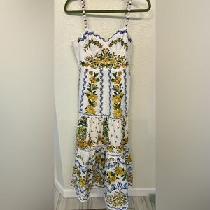 Farm Rio Off-White Sicily Organic Cotton Midi Dress